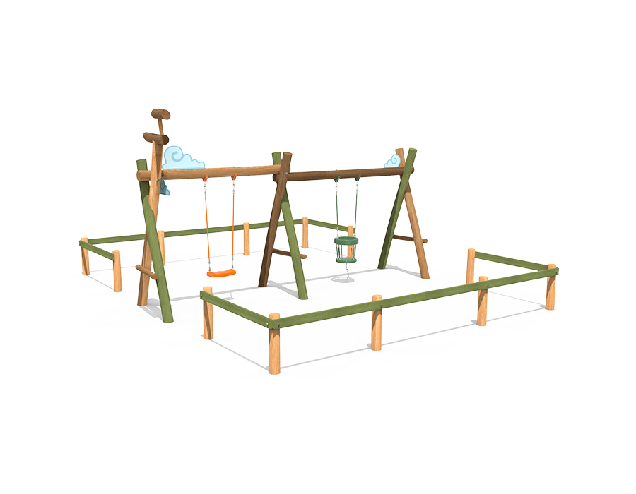 HRN-GR3102-1 솟대 복합형 로비니아 그네(안전휀스)